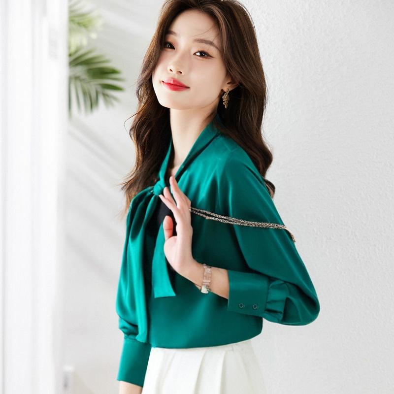 Осенняя шифоновая белая рубашка с бантом для женщин, новая модная рубашка, профессиональный роскошный топ