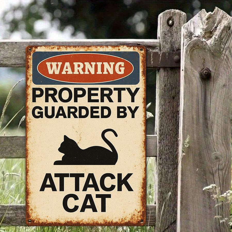 Single Black Cat Warning Sign Metal Art Card Fun Wall Decor for Home Garden Yard Garage Man Cave Various Spaces Tinplate x