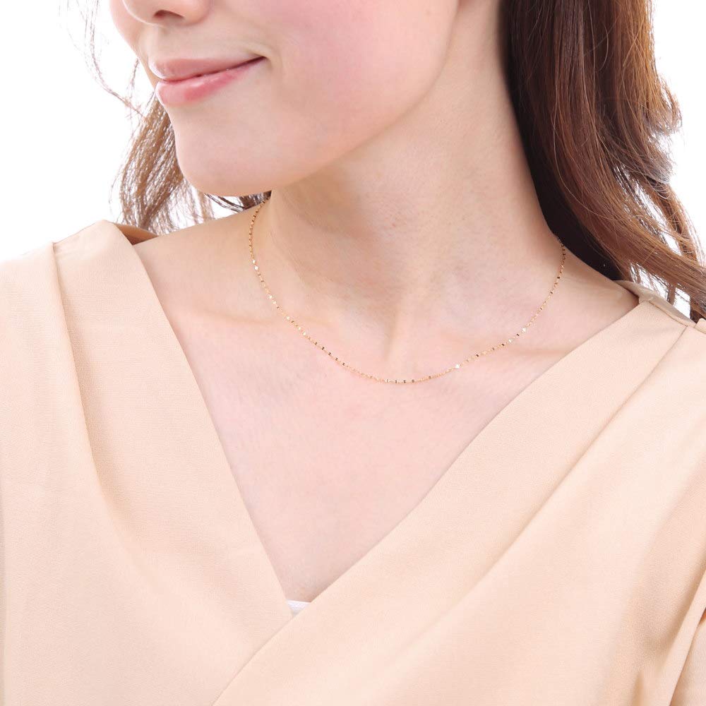 Товары Лепестковое колье 18к Желтое золото [Счастливый магазин] Цепочка, 40см, 1,2мм шириной,