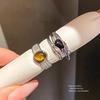Геометрическое Серебряное Черное Квадратное Кольцо с Цирконами Для Женщин Модные Украшения