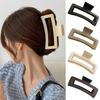 Rectangle Non-slip Hair Claw Crossing Teeth Spring Design Solid Color Frosted Large Shark Hair Clamp Hair Accessories