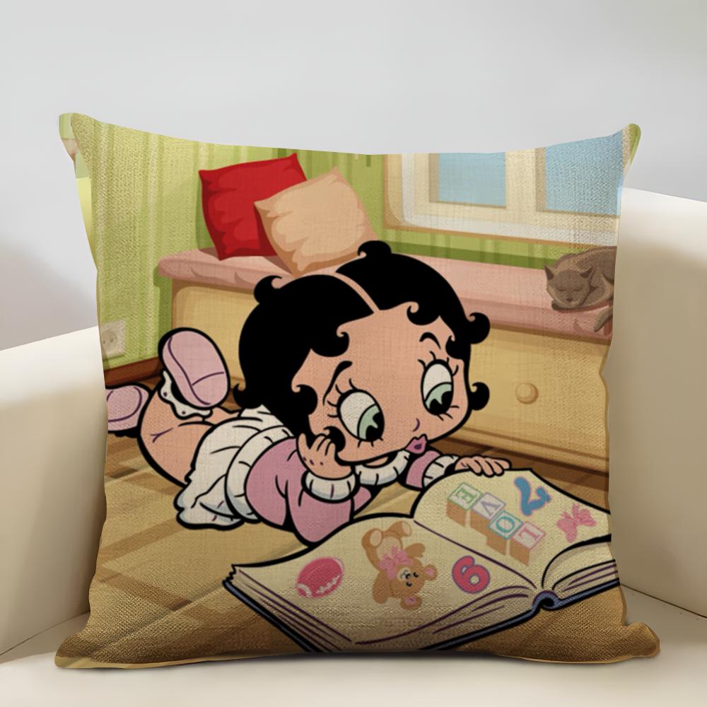 Наволочка Betty Boop для домашнего декора, льняная наволочка для диванной подушки: Приятный к коже и дышащий с невидимой молнией