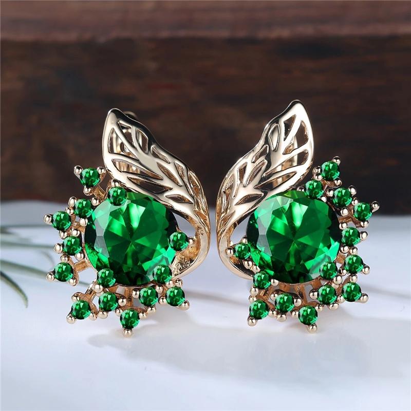 Богемские серьги-кольца с черным цирконием в виде листьев и цветов для женщин, роскошные золотые свадебные украшения