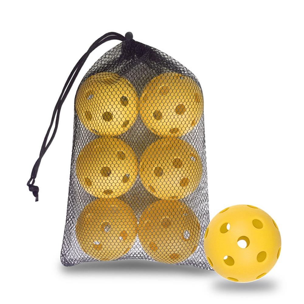 6pcs PVC Pickle Balls with Bag Balanced Competition Ball Portable Pickleball Balls Indoor