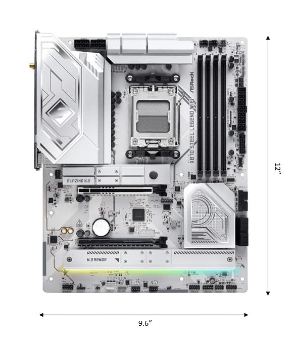 ASRock Motherboard X870 Pro RS WiFi AMD Ryzen 9000 Series CPU Compatible X870 Chipset ATX Motherboard Authorized Distributor (Soket AM5) [Domestic