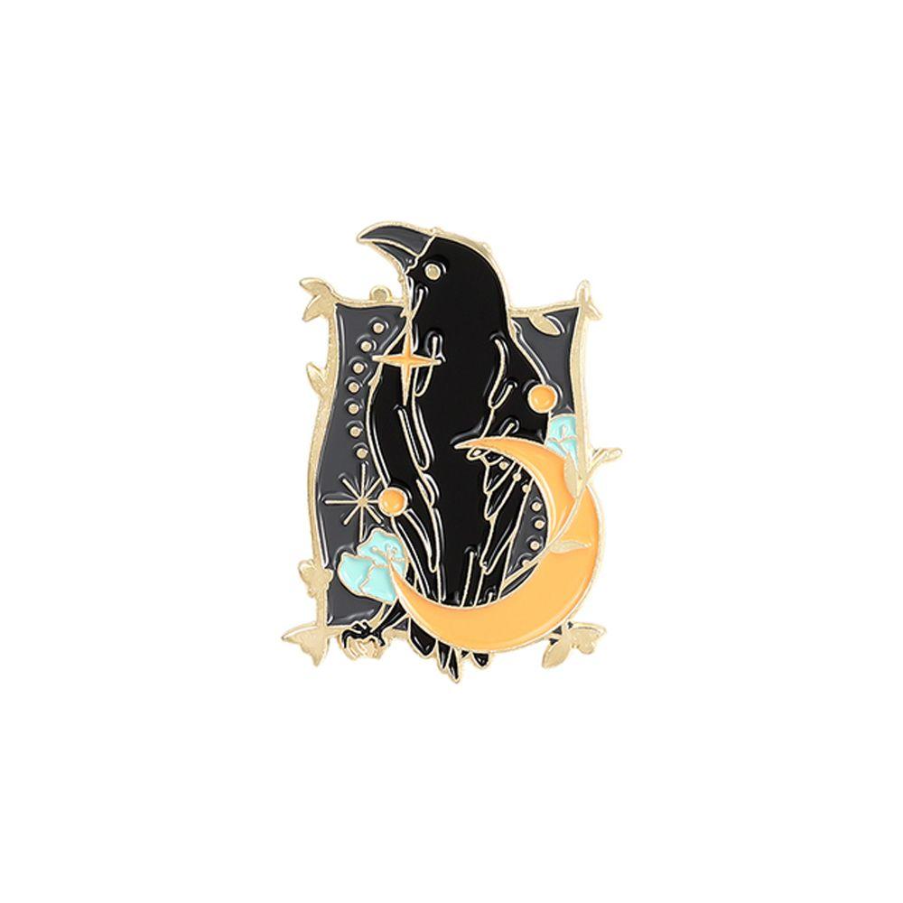 Bird Feather Lapel Pin Bag Brooches Gothic Enamel Pin Crow Raven Badges Metal Brooch Cartoon Badges