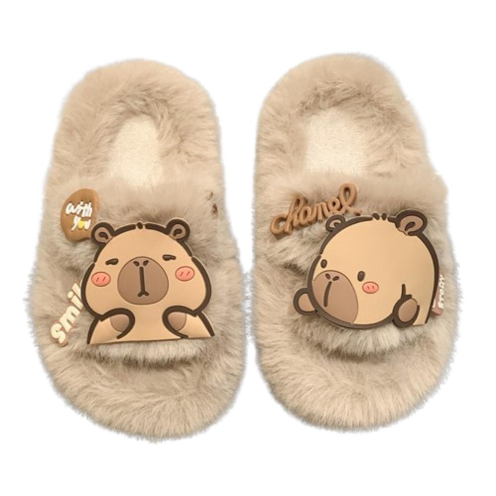 Animal Capibara Plush Slippers Kawaii Winter Home Shoes Children Warm Capybara Slippers Girls