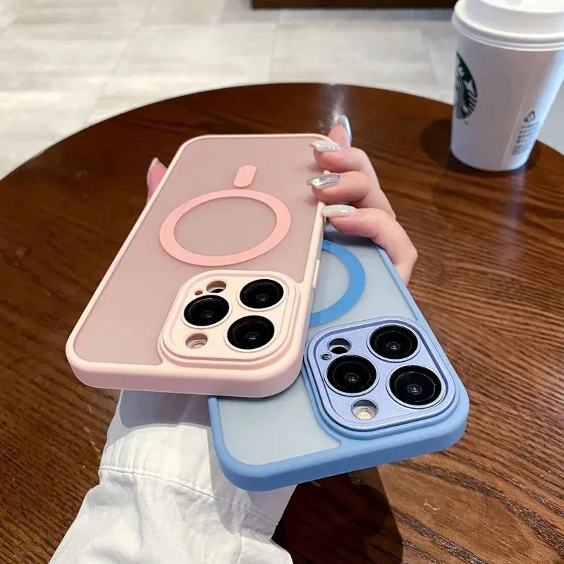 Matte Magnetic Translucent Shockproof Case For iPhone 17 16 15 14 13 12 11 Pro Max For Magsafe Wireless Charge Cover