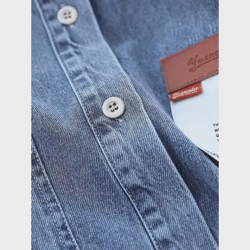 Весна 2024 года, джинсовая куртка средней длины свободного кроя с однобортной застежкой на пуговицы