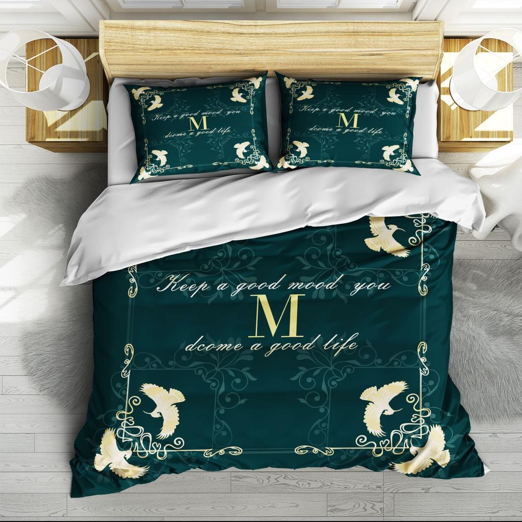 Digital Printing Three-Piece Set Retro Pattern Quilt Cover Sheets Can Be Determined