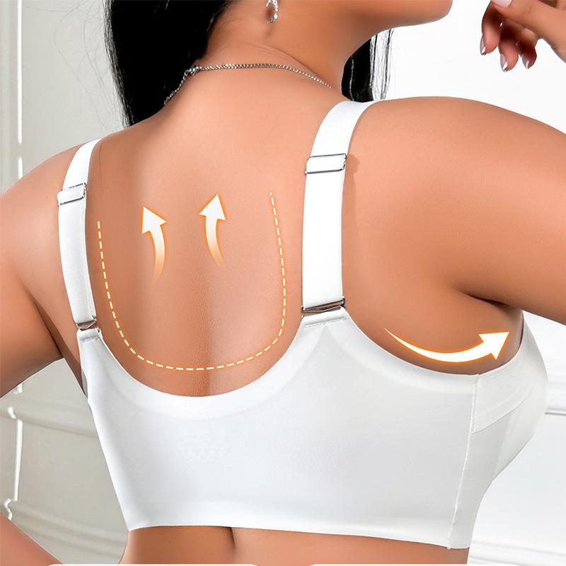 Plus Size Cross-Border Front Closure Sexy Lace Bra - Anti-Sagging, Side Support, Seamless Fit for a Slimmer Look