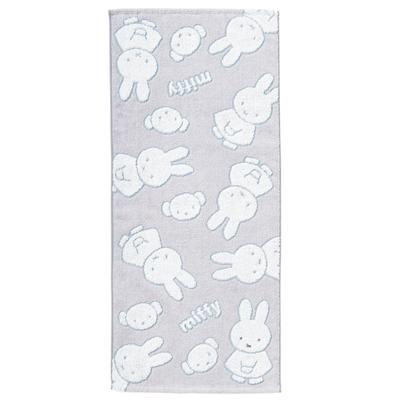 Nishikawa Miffy Лицо Жаккардовое плетение для мягкого полотенца, 34x80см, Стираемое, 100% хлопок, На ощупь, Япония, Серый,