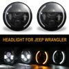 Автомобильные светодиодные фары Halo Angel Eye Wrangler Light H4/H13 7 дюймов 150 Вт для Jeep Wrangler JK TJ CJ 40000LM 6000K+3000K 4 режима