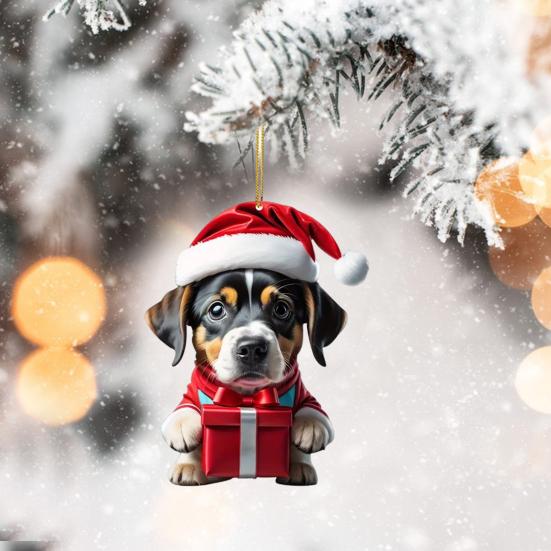 Рождественский орнамент Яркий цвет Легко повесить Милая собака Автомобиль Подвесной кулон Рождественская елка Акриловый кулон