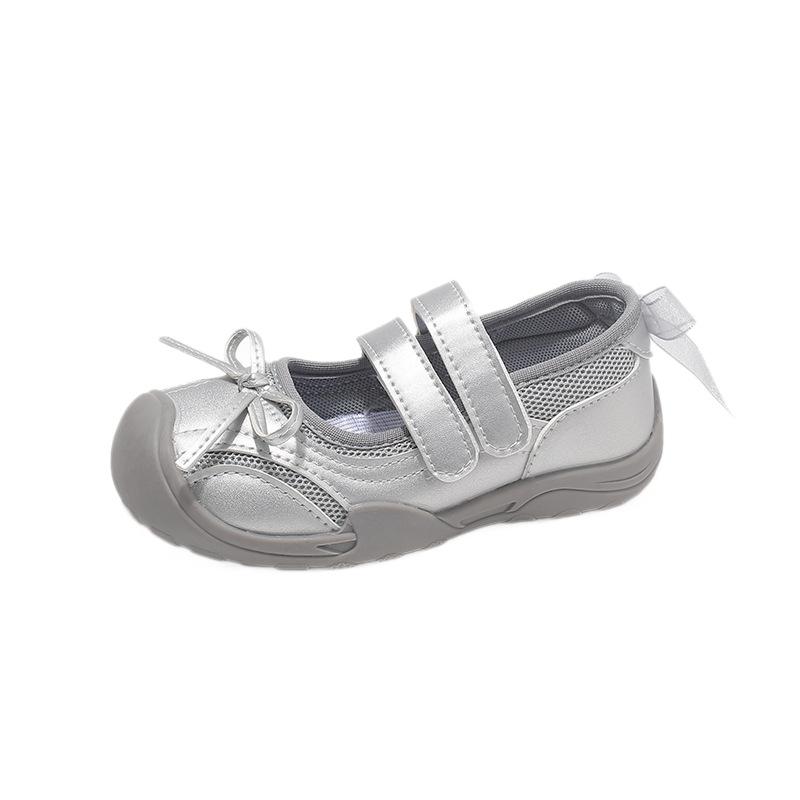 Girls' bow-knot princess shoes, new spring/summer collection, soft-soled flats, fashionable mesh and breathable leather shoes for children, available
