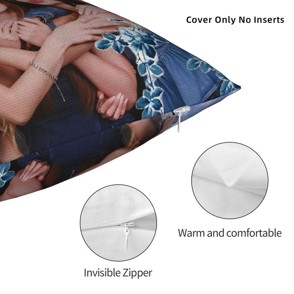 Katseye Kpop Style Square Pillow Cases Cushion Cover Vintage Zippered Decorative Throw Pillow Case Cover For Home 45X45Cm