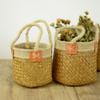 Корзина для цветов из скандинавских морских водорослей, Ведро для хранения сухих цветов, Корзина с плетеной ручкой из бамбука, Украшение гостиной, Вставка в корзину для цветов