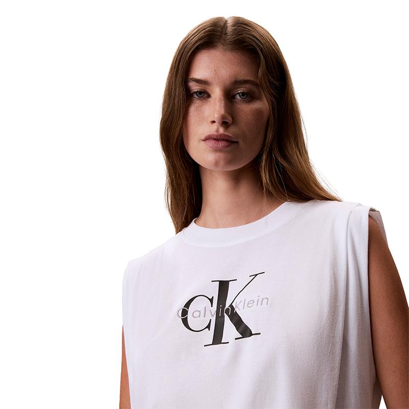 Calvin Klein Джинсы Модный Повседневный С вышивкой букв Круглый вырез Облегающий Без рукавов Топ Футболка Женские топы 47G214G