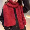 Women Scarf Thickened Warm Solid Color Scarf Autumn Winter Versatile Comfortable Knitting Long Scarf Fashion Accessory
