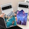 Чехол для телефона с пейзажем озера на заснеженной горе для Google Pixel 6A 8 Pro 8A 6 5G 7 Pro 7A Ручная роспись Прозрачный Мягкий ТПУ Задняя крышка Fundas