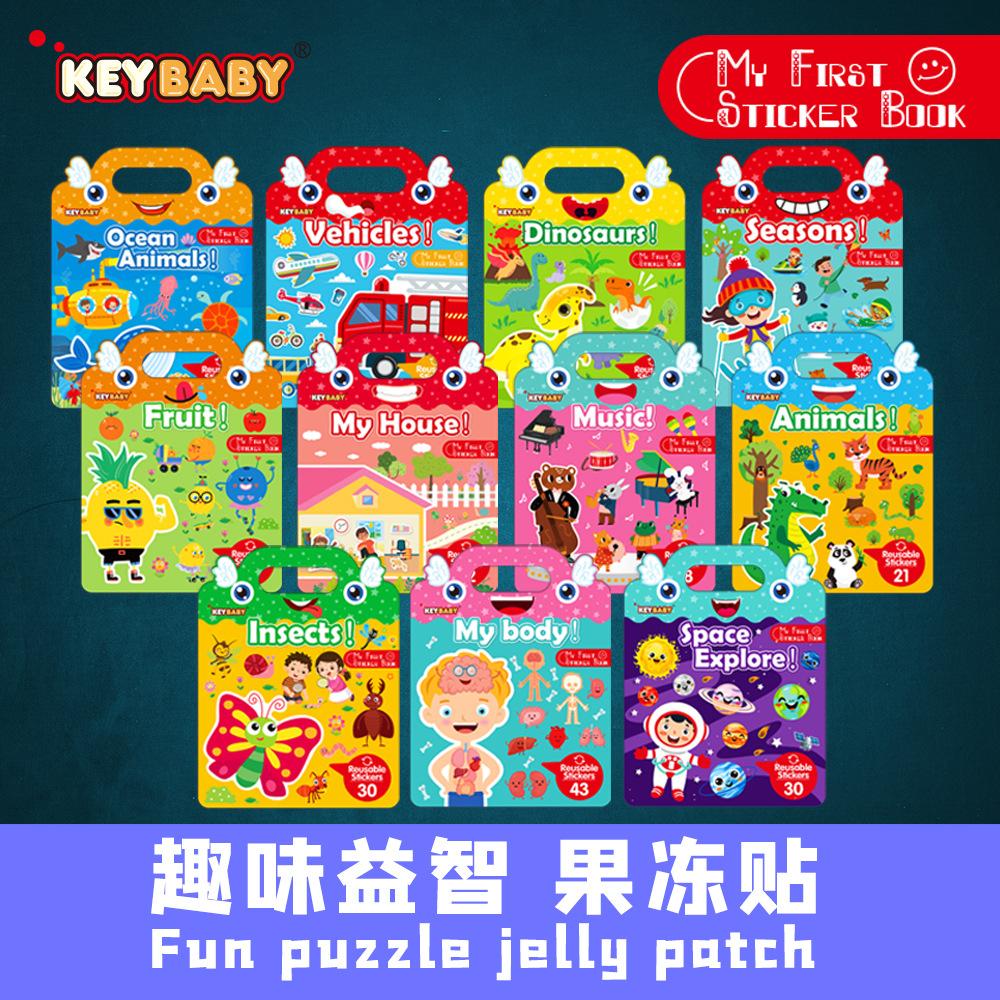 Reusable sticker book animal dinosaur sea jelly scene office stress relief focus training creative fun activity supplies