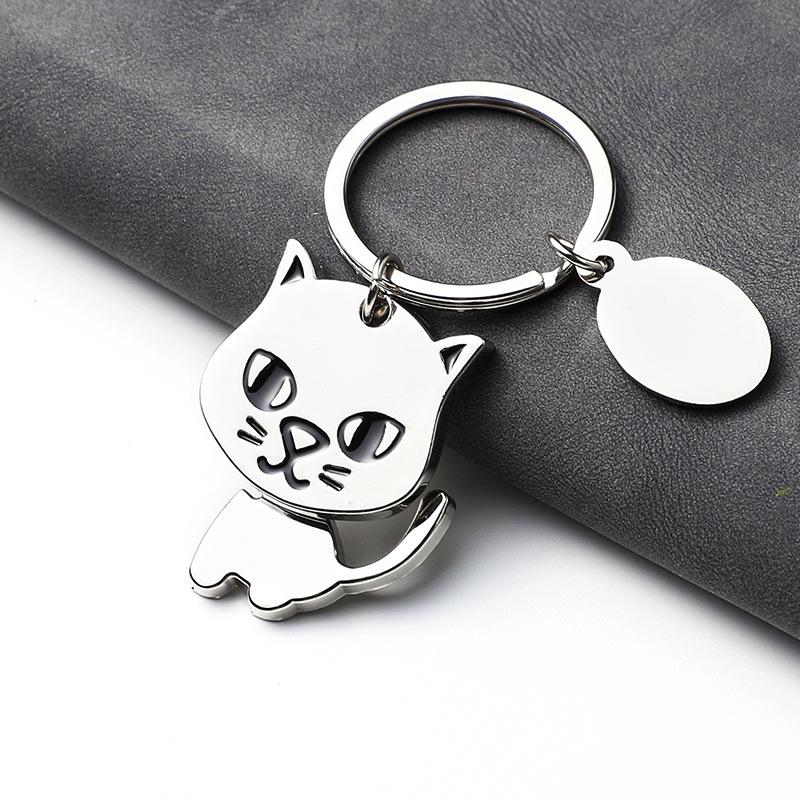 Creative Cartoon Dog Key Chains Rotatable Head Lovely Pet Smooth Stainless Steel Children's Funny Key Chain
