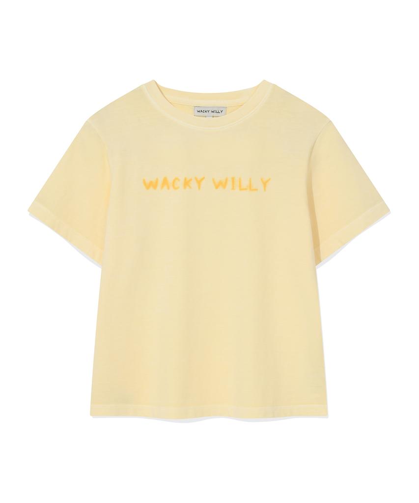 WACKY WILLY Women'S Pigment Semi-Crop Short Sleeve T-Shirt Yellow