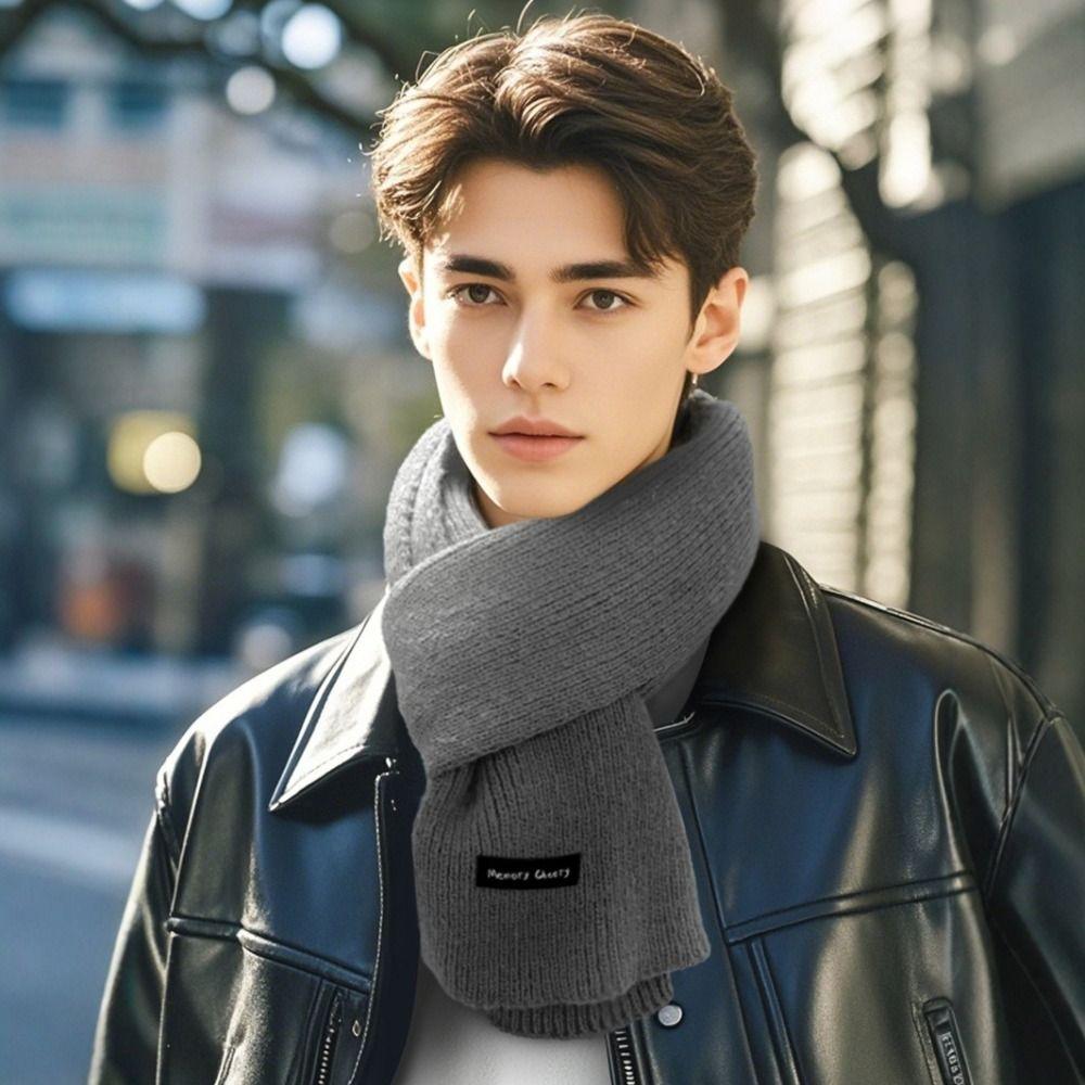 Woolen Cross Scarf Solid Color Neck Scarf Winter Warm Knit Scarf Girls