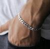ITALIAN Silver Men' Bracelet SOLID 6mm 925 SILVER DIAMONDED Thick