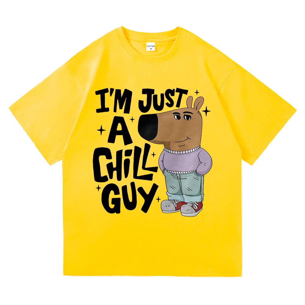 Я просто расслабленный парень Футболки Летняя мода Мужская/Женская Эстетичная Смешная Милая Футболка Высокое качество Мультяшная Винтажная Хлопковая Футболка