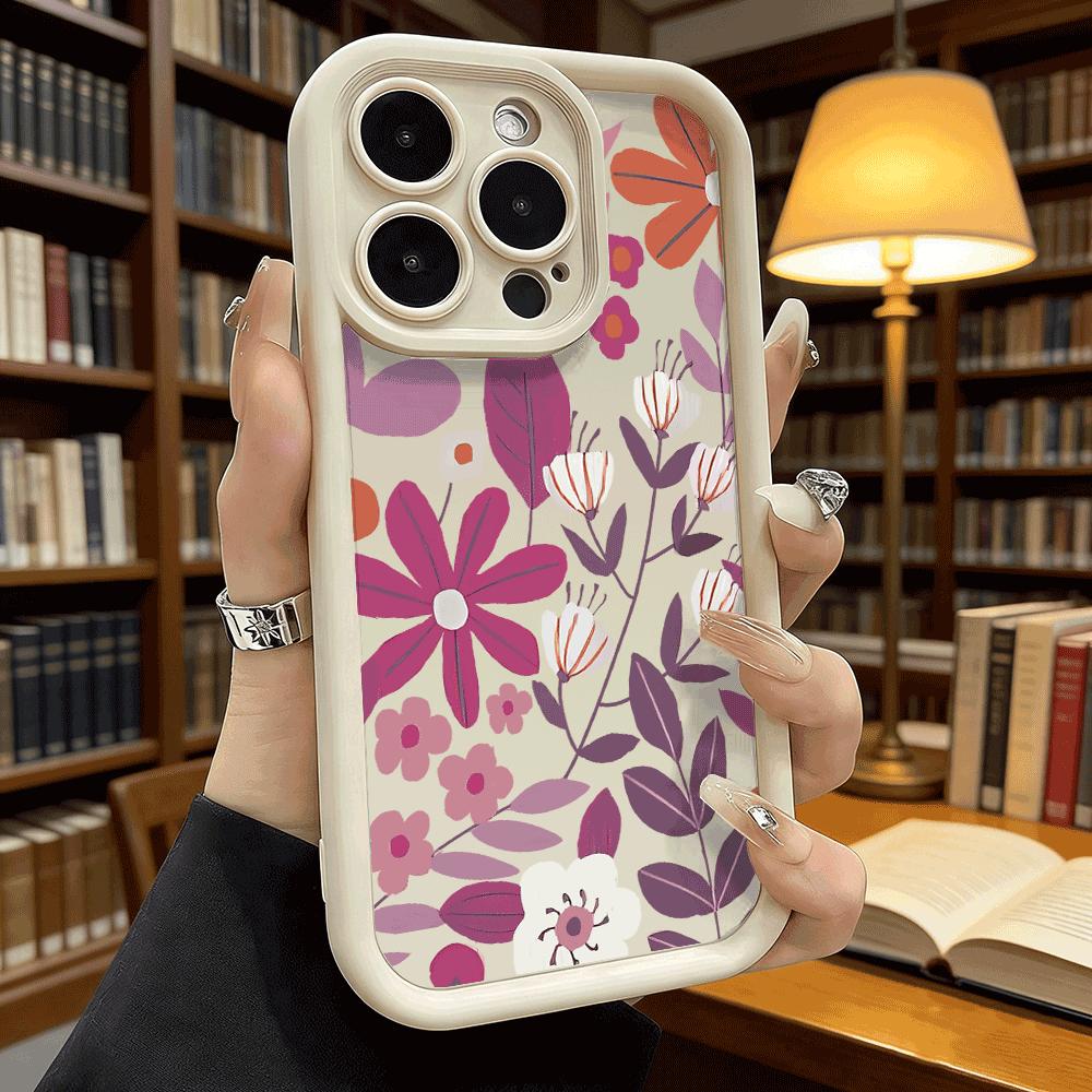 Фиолетовый чехол для телефона с цветочным узором для iPhone 17 16 15 14 13 12 11 Pro Max Plus, противоударный, гелевый, гибкий, защитный