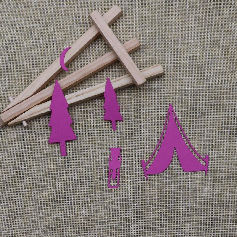 Металлические штампы для резки «Сосновый лес, луна» для скрапбукинга, тиснения, трафаретов, фотоальбомов, Рождества