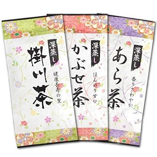 Shizuoka Kakegawa Tea Deep Steamed Ara Kabuse Saji Motoseicha Sencha Green Leaves Kyusu Use Japanese 3 Bottle Set (80g3)