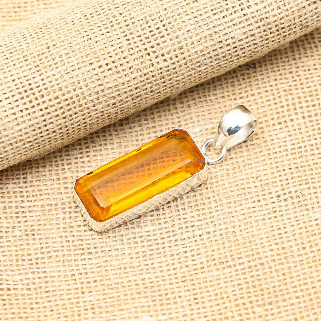 Удивительный медовый топаз драгоценный камень ручной работы из стерлингового серебра 925 пробы ювелирный кулон для женщин