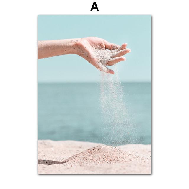 Розовый пляжный пейзаж настенные картины холст картины морской пейзаж плакаты принты для современной гостиной домашний декор