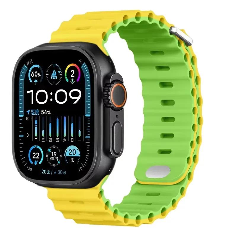 Силиконовый ремешок Ocean для Apple Watch Ultra 3/2 49 мм Серии 11/10 46 мм 42 мм 9 8 7 45 мм 41 мм Ремешок для часов iWatch 6 5 SE 44 40 мм
