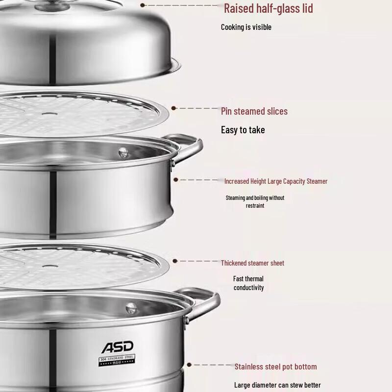 ASD 3-Layer Stainless Steel Steamer Pot