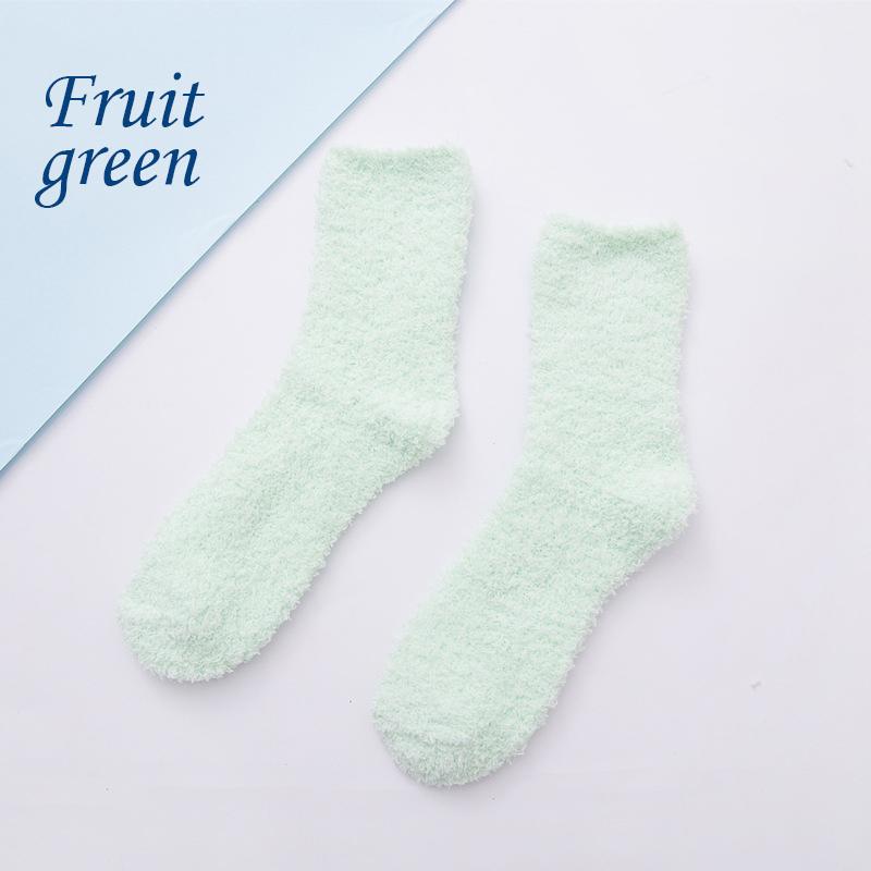 Носки ярких цветов, теплые носки, плюшевые носки, женские носки до середины икры из кораллового флиса, женские носки