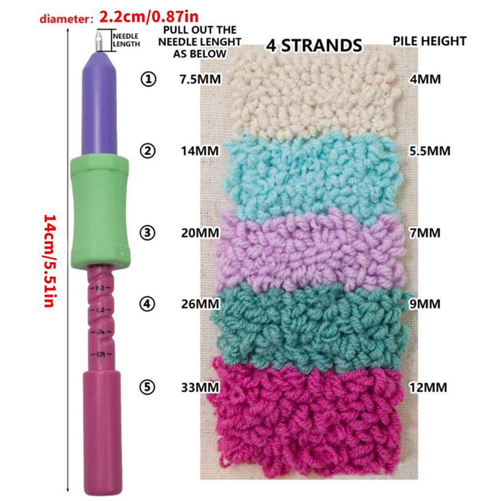 Punching Needle Embroidery Set with Threader Adjustable Embroidery Pen 2.2mm Needle Head for Embroidery Stitching Craft