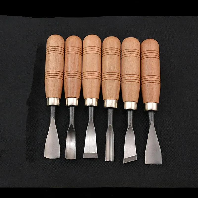 6Pcs Woodcut Knife Wood Carving Chisel Set Chip Detail Carving Chisels Kit Wood Carpenter Hand Tools for Working DIY