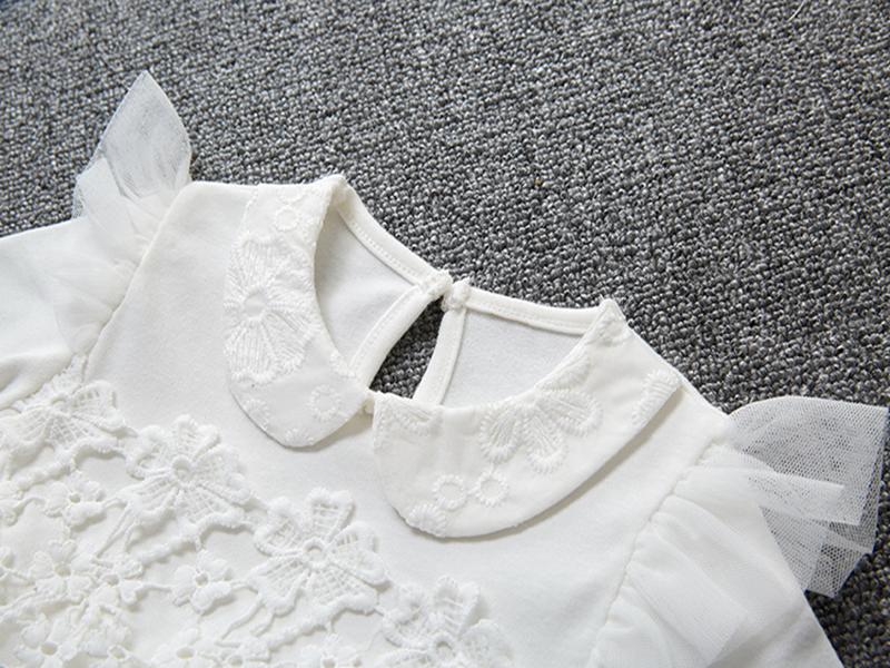 Princess Baby Girl Tassel White Dress Long Sleeve Spring Autumn Lace Party Dresses + Hats