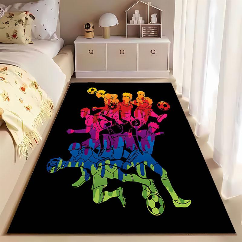 Colorful Soccer Player Design suitable as a non-slip mat for the living room or bedroom sofa