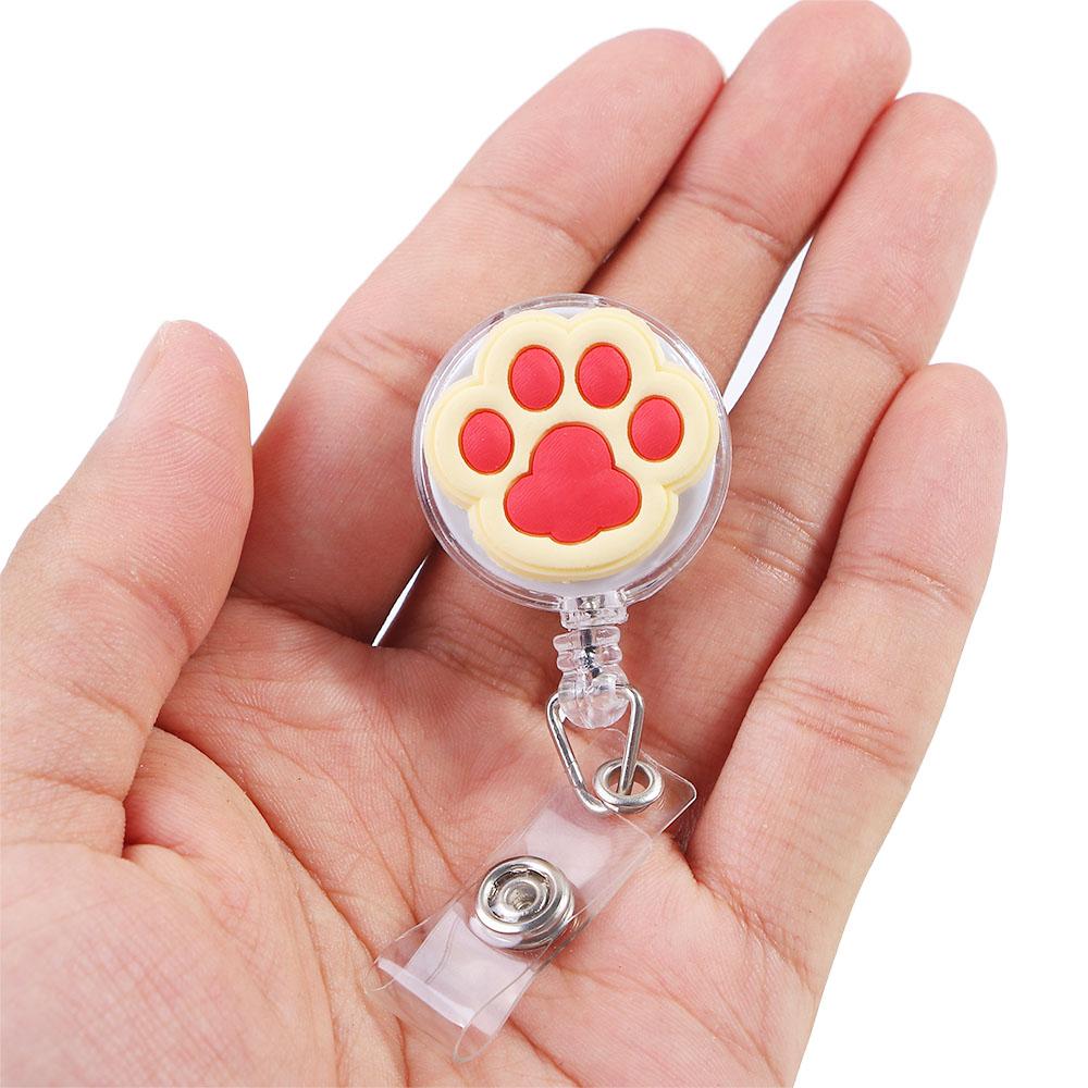 Clip Doctors Students Cartoon Cat Paw Name Card Holder Retractable Badge Holder ID Card Holder