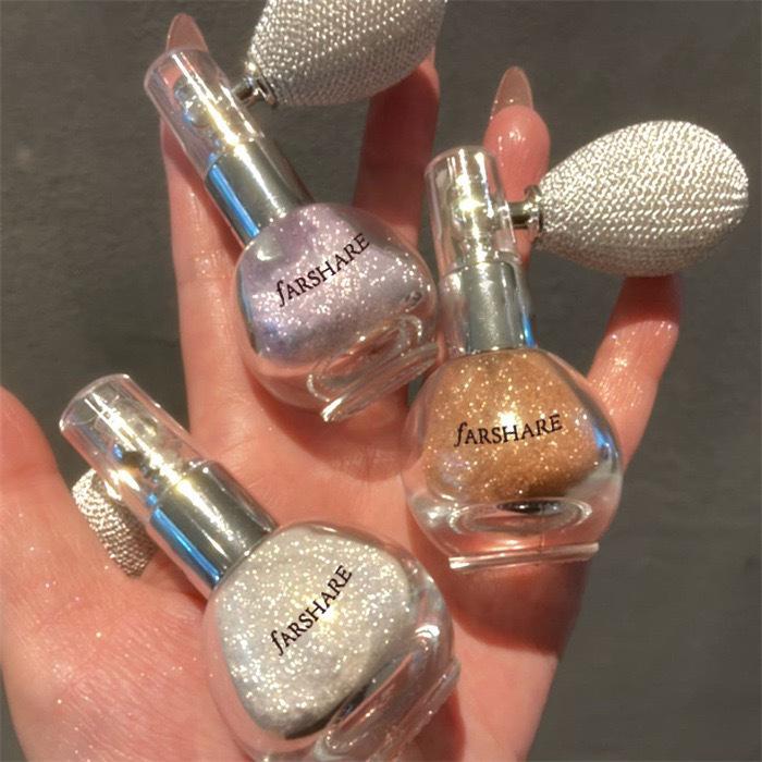 Influencer Shimmer Highlighter Spray: Pearl Collarbone & Hair Brightening, Diamond Glitter Sparkle, Versatile Loose Powder