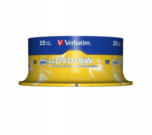 DVD+RW Verbatim 4x 4.7GB (Cake 25) MATT SILVER