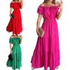 Женское вечернее платье с открытыми плечами и гофрировкой на шнуровке с эластичной резинкой на талии с короткими рукавами-пузырьками в стиле пэчворк подол, сплошной цвет с рюшами, полная длина, бальное платье для выпускного вечера, макси-платье