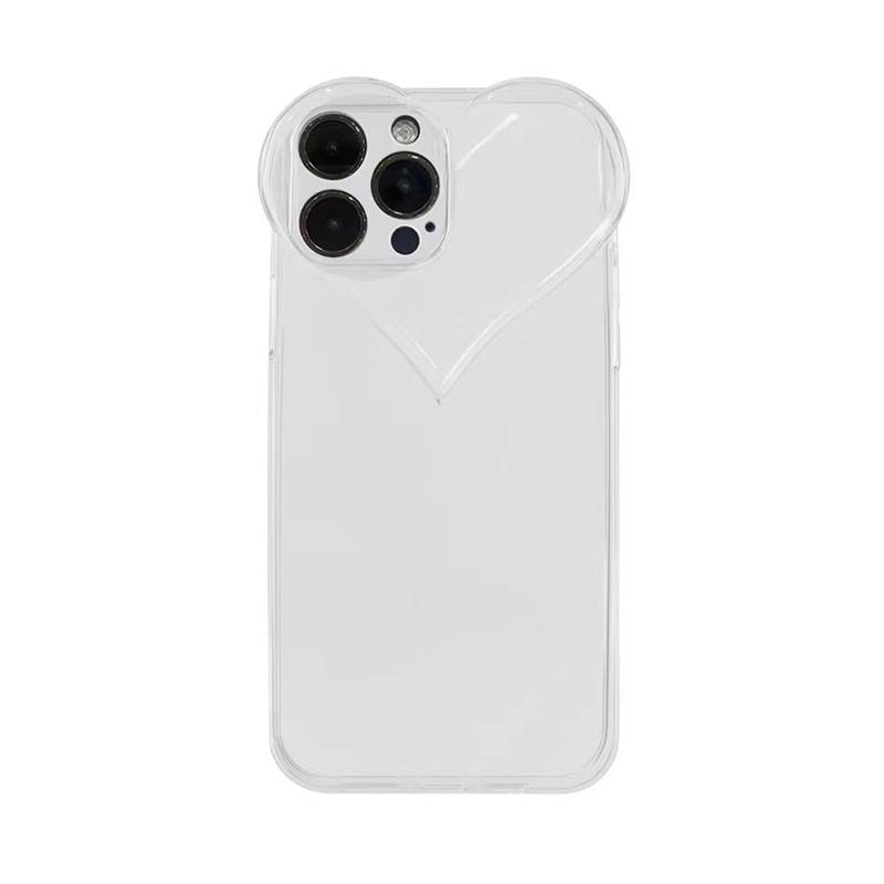3D Любовное Сердце Милый Чехол Для Телефона Для iPhone Air 14 11 12 13 15 16 17 Pro Max Конфетный Цвет Однотонный Мягкий Силикон ТПУ Задняя Крышка