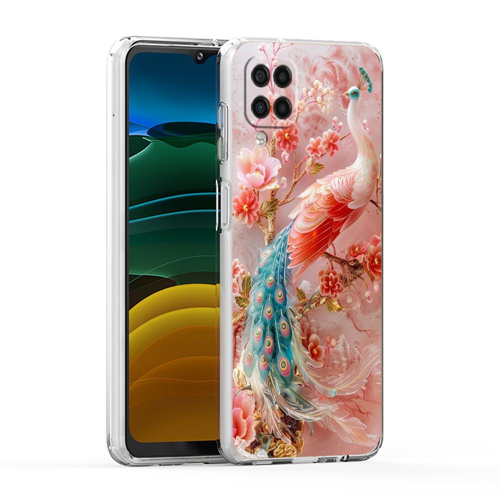 Мягкий чехол для Samsung Galaxy A25 A23 A22 A52S A52 A55 A72 A71 A41 A31 A13 A11 Прозрачный чехол для телефона Цветочный цветочный узор с птицами