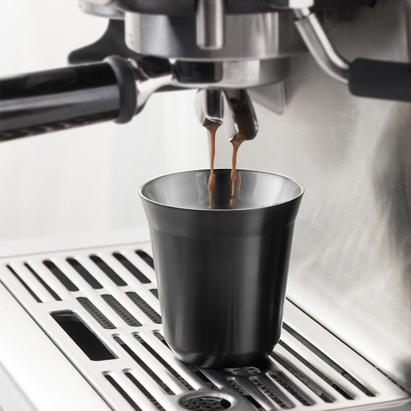 Итальянская чашка для капсульного кофе - Нержавеющая сталь 304, Двухслойная изоляция, Пищевой класс, Подарок для латте