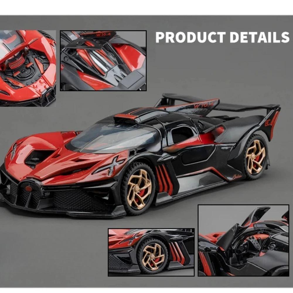1/32 Bugatti Bolide Alloy Sport Car Model Toys Simulation Diecasts Metal Vehicle with Sound Light Pull Back Decoration Boy Gifts